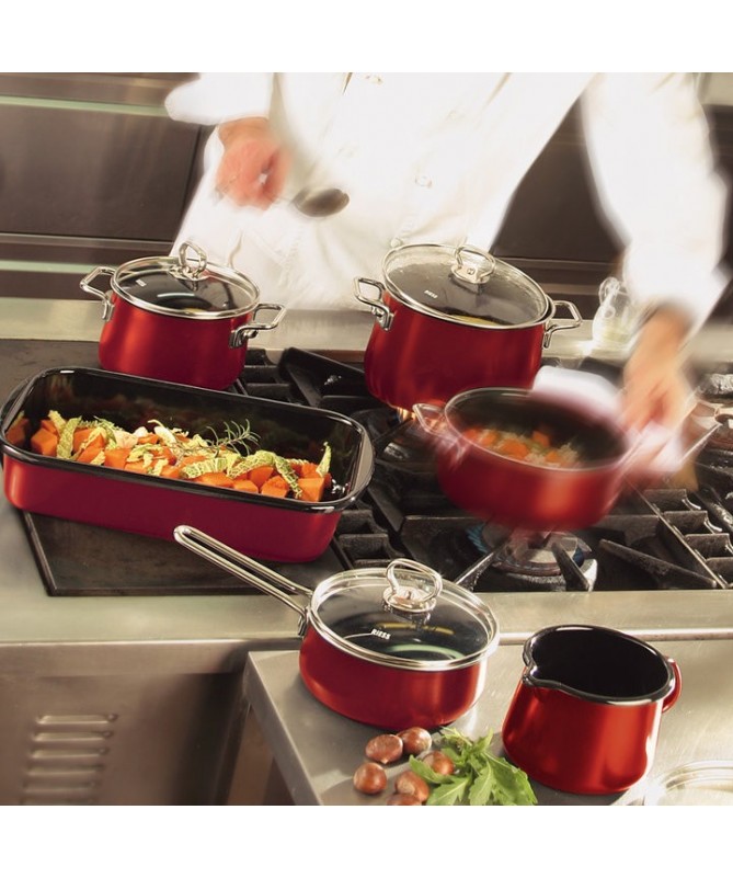 Garnek Riess niski z pokrywą 24cm Roso