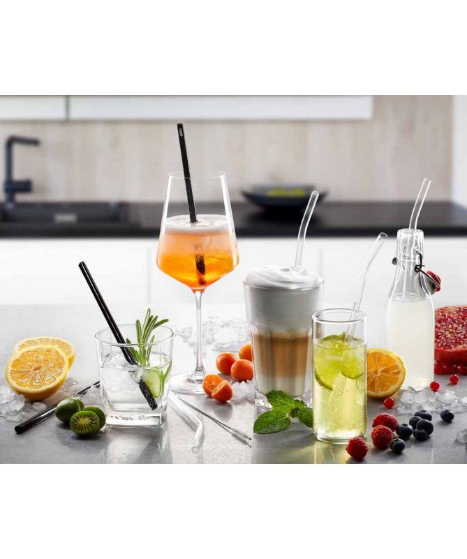 Zestaw 4 słomek szklanych 18cm FUTURE