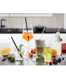 Zestaw 4 słomek szklanych 18cm FUTURE