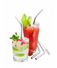 Zestaw 4 słomek stalowych 23cm FUTURE