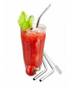 Zestaw 4 słomek stalowych 23cm FUTURE