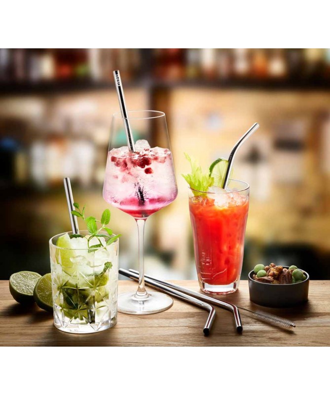 Zestaw 4 słomek stalowych 23cm FUTURE