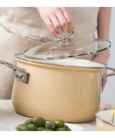 RIESS - Garnek wysoki z pokrywą 2,0 16cm Avorio