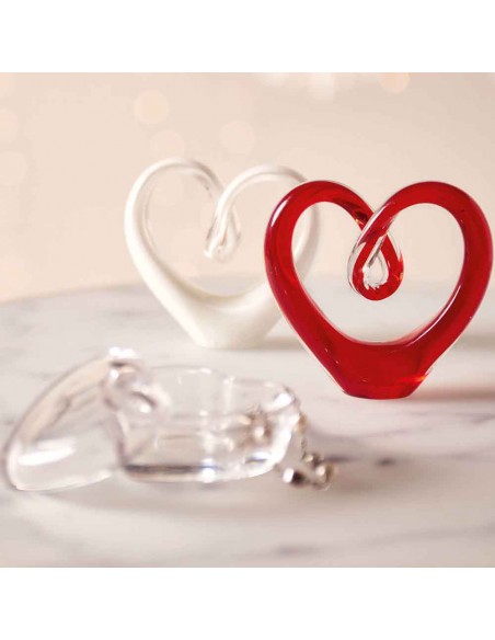 Serce szklane czerwone