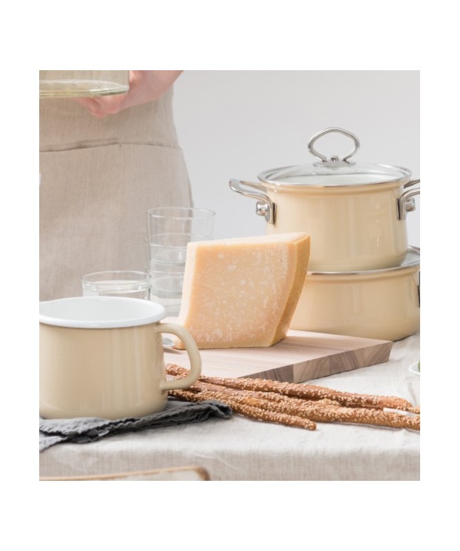 RIESS - Garnek wysoki z pokrywą 4,0l 20cm Avorio