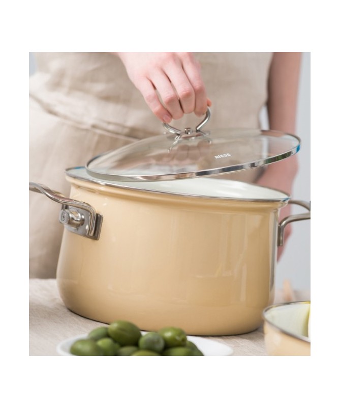 RIESS - Garnek wysoki z pokrywą 4,0l 20cm Avorio