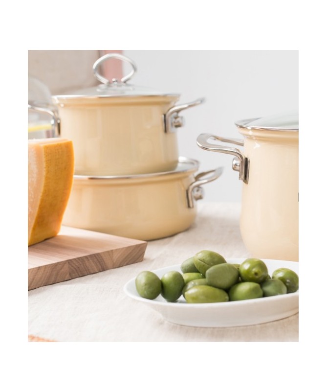 RIESS - Garnek wysoki z pokrywą 6,5l 24cm Avorio