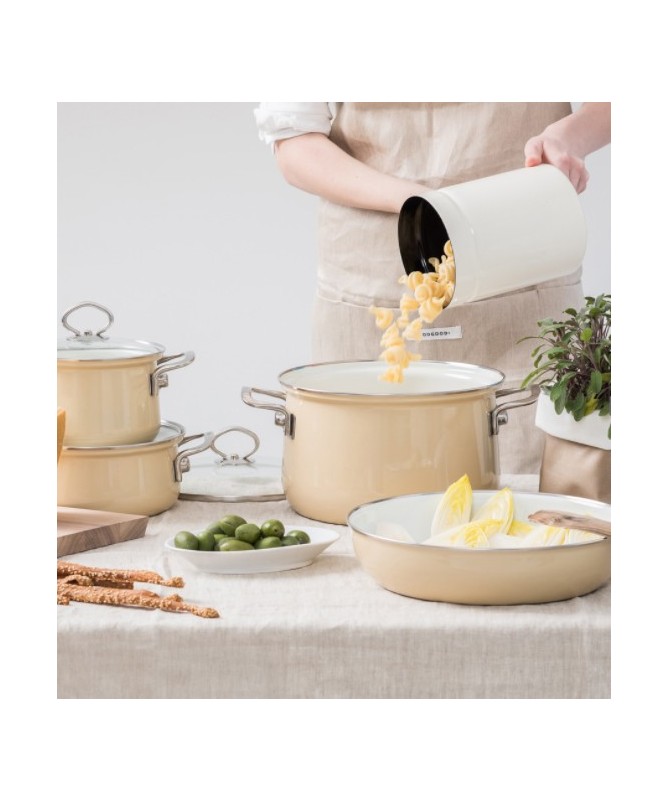 RIESS - Garnek wysoki z pokrywą 6,5l 24cm Avorio