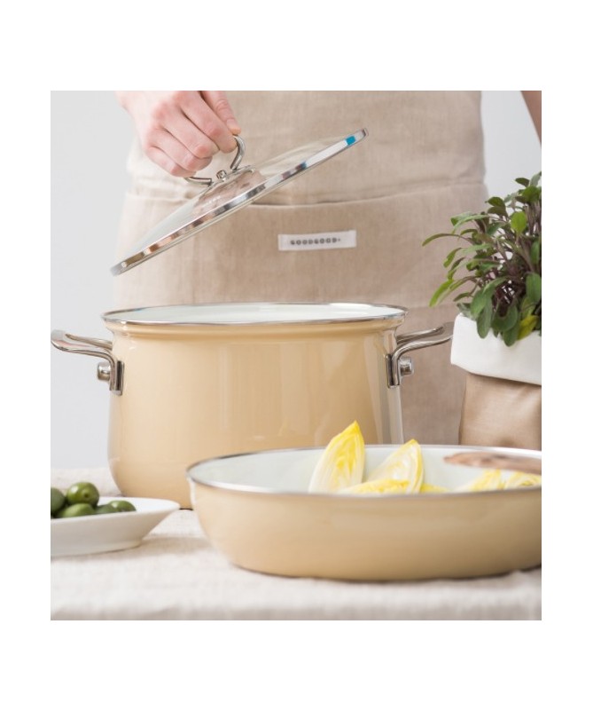 RIESS - Garnek wysoki z pokrywą 6,5l 24cm Avorio