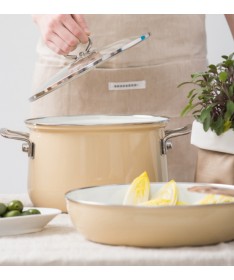 RIESS - Garnek wysoki z pokrywą 6,5l 24cm Avorio