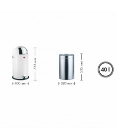 Kosz na śmieci 40l KickBoy czerwony WESCO