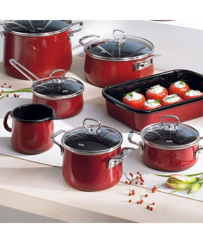 RIESS - Garnek wysoki z pokrywą 24cm Rosso