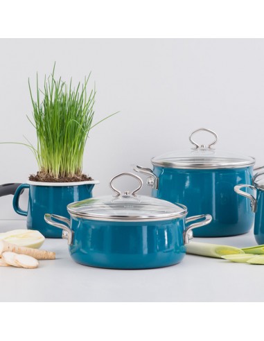 RIESS - Garnek wysoki z pokrywą 2,0 16cm Aquamarin