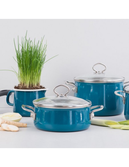 RIESS - Garnek wysoki z pokrywą 2,0 16cm Aquamarin