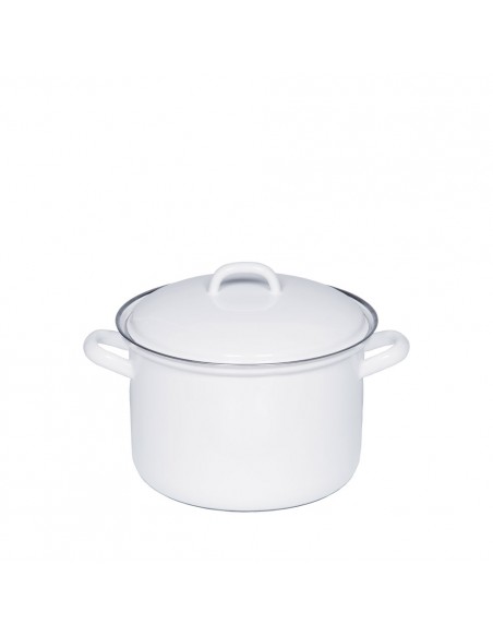 RIESS - Garnek wysoki z pokrywą 1l 14cm Classic WEISS