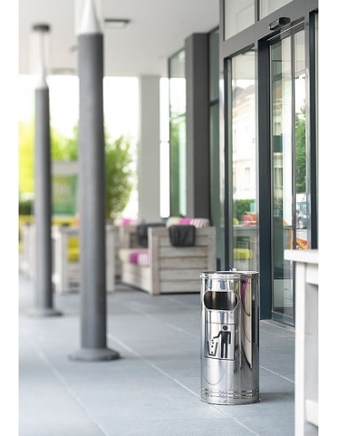 Kosz na śmieci z popielniczką stal nierdzewna...