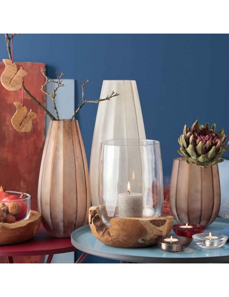 Leonardo - Lampion z tekową podstawą 45 cm Terra