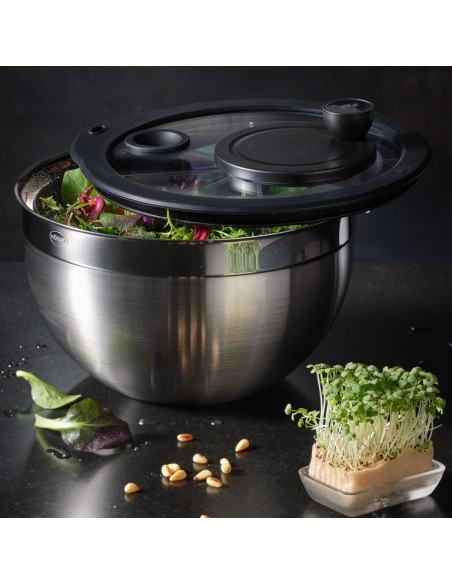 Suszarka wirówka do sałaty szklana pokrywą 24cm - Roesle