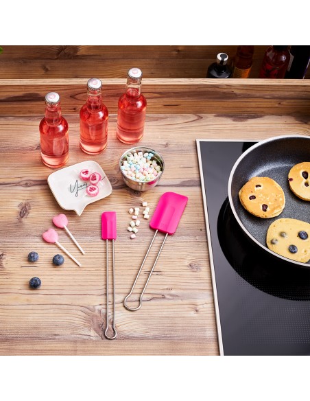 Łopatka silikonowa do ciasta różowa szeroka - Roesle