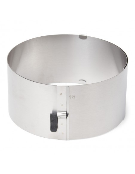 Regulowana obręcz wysoka do ciasta ze stali nierdzewnej z blokadą 17-30cm - Patisse
