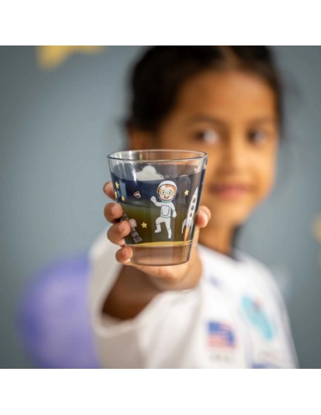Szklanka z pokrywą i spodkiem 215ml kosmos BAMBINI AVVENTURA - Leonardo