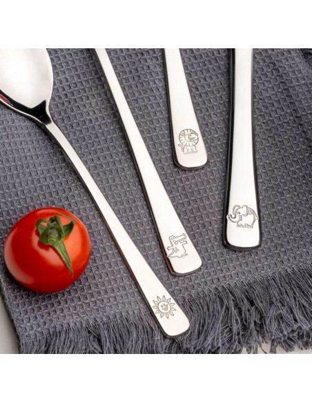 Zestaw 4cz sztućców dla dzieci krokodyl,lew,słoń BAMBINI - Leonardo