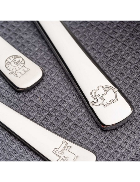 Zestaw 4cz sztućców dla dzieci krokodyl,lew,słoń BAMBINI - Leonardo