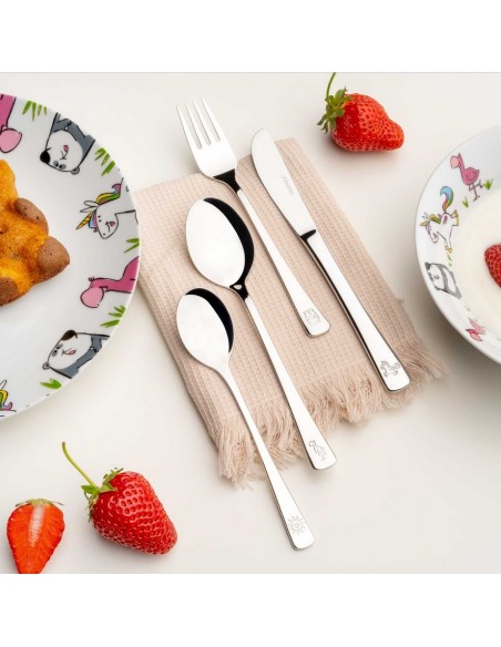 Zestaw 4cz sztućców dla dzieci panda,kucyk,flaming BAMBINI - Leonardo