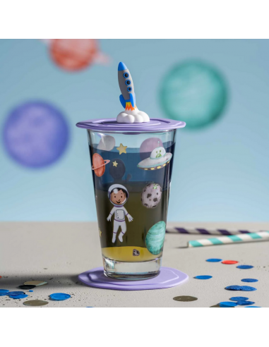 Szklanka z pokrywą i spodkiem 300ml kosmos...