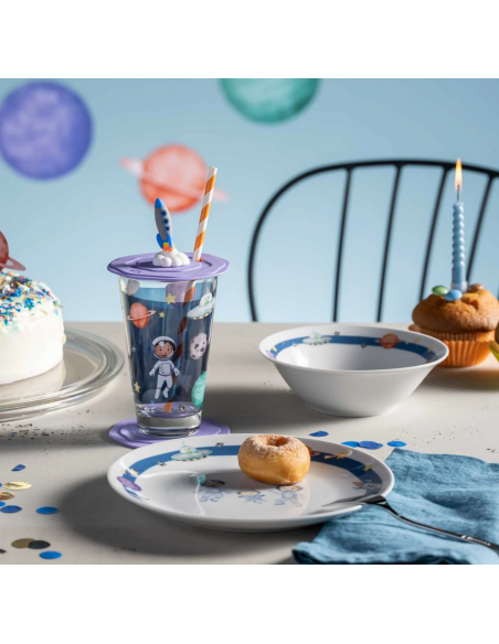 Szklanka z pokrywą i spodkiem 300ml kosmos BAMBINI AVVENTURA - Leonardo