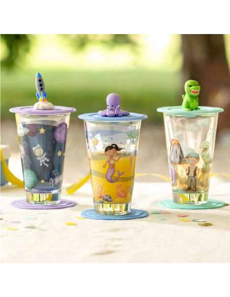 Szklanka z pokrywą i spodkiem 300ml morze BAMBINI AVVENTURA - Leonardo