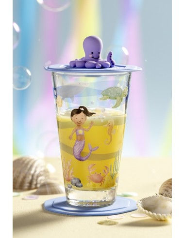 Szklanka z pokrywą i spodkiem 300ml morze...