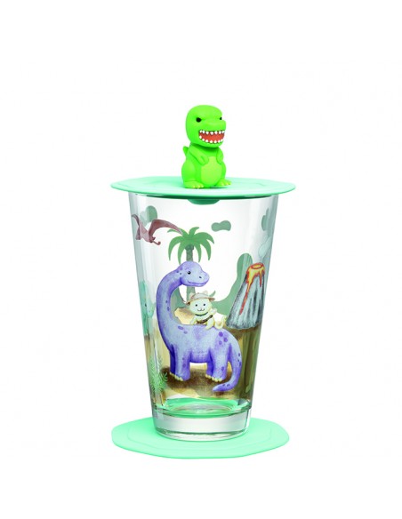 Szklanka z pokrywą i spodkiem 300ml dinozaur BAMBINI AVVENTURA - Leonardo