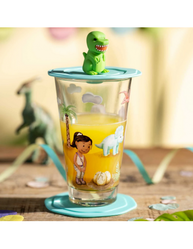 Szklanka z pokrywą i spodkiem 300ml dinozaur...