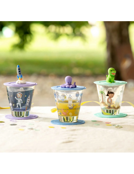 Szklanka z pokrywą i spodkiem 215ml dinozaur BAMBINI AVVENTURA - Leonardo