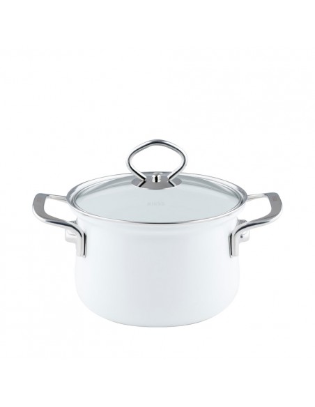 Garnek Riess wysoki z pokrywą 16cm 1,5l Arcticweiss - Riess