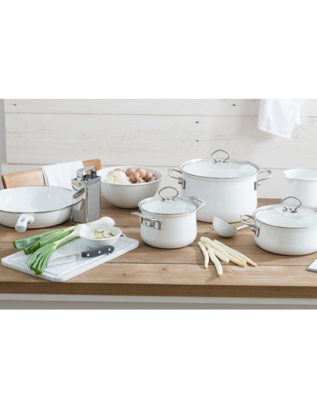 Garnek Riess wysoki z pokrywą 16cm 1,5l Arcticweiss - Riess