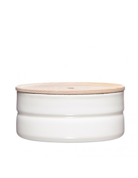 RIESS - Pojemnik niski z drewnianą pokrywą 0,6l Pure White