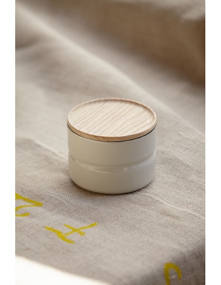 RIESS - Pojemnik kuchenny z drewnianą pokrywą 0,5l Silent Blue