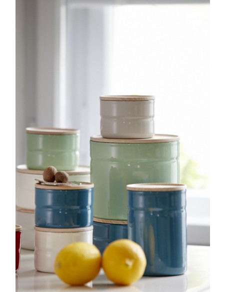 RIESS - Pojemnik kuchenny z drewnianą pokrywą 1,3l Silent Blue