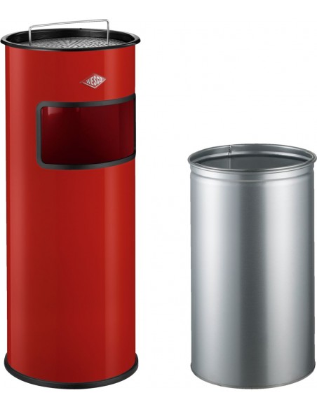 Kosz na śmieci z popielniczką i wkładem czerwony 30l Ashtray Wesco
