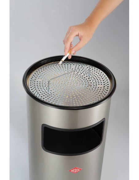 Kosz na śmieci z popielniczką i wkładem czerwony 30l Ashtray Wesco