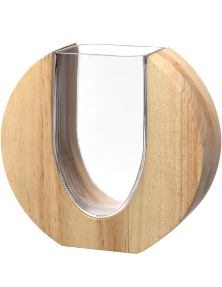 Wazon drewno/szkło 19cm LEGNO - Leonardo