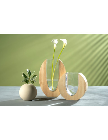 Wazon drewno/szkło 28cm LEGNO - Leonardo