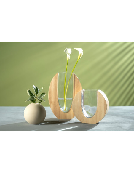 Wazon drewno/szkło 28cm LEGNO - Leonardo